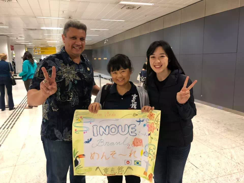 2019年10月22日、サンパウロの空港に出迎えに来てくれたフラビオさんと弟子のナミエちゃん